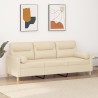 Canapé 3 places avec oreillers décoratifs crème 180 cm tissu 618450618450
