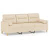 Canapé 3 places avec oreillers décoratifs crème 180 cm tissu 618450618450