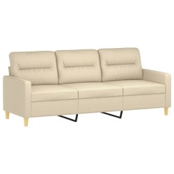 Canapé 3 places avec oreillers décoratifs crème 180 cm tissu 618450618450