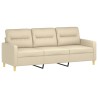 Canapé 3 places avec oreillers décoratifs crème 180 cm tissu 618450618450