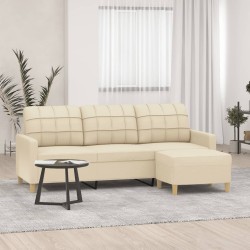 Canapé à 3 places avec repose-pieds Crème 180 cm Tissu 618451618451