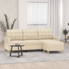 Canapé à 3 places avec repose-pieds Crème 180 cm Tissu 618451618451