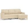 Canapé à 3 places avec repose-pieds Crème 180 cm Tissu 618451618451