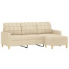 Canapé à 3 places avec repose-pieds Crème 180 cm Tissu 618451618451