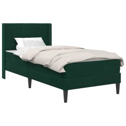 Cadre de lit avec matelas Vert foncé 100 x 200 cm Velours 618452618452