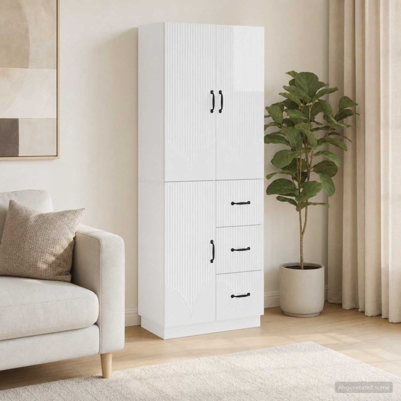 Ensemble de Meubles 2 pcs Blanc brillant Bois d'ingénierie 618460618460