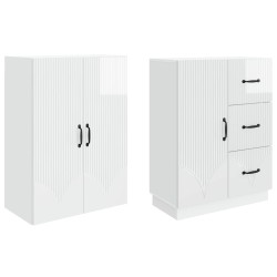 Ensemble de Meubles 2 pcs Blanc brillant Bois d'ingénierie 618460618460