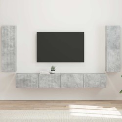 Ensemble de meuble TV mural 4 pcs Gris béton Bois d'ingénierie 618463618463