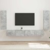 Ensemble de meuble TV mural 4 pcs Gris béton Bois d'ingénierie 618463618463