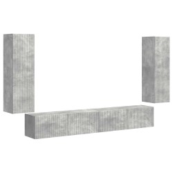 Ensemble de meuble TV mural 4 pcs Gris béton Bois d'ingénierie 618463618463