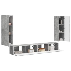 Ensemble de meuble TV mural 4 pcs Gris béton Bois d'ingénierie 618463618463