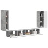 Ensemble de meuble TV mural 4 pcs Gris béton Bois d'ingénierie 618463618463