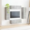Ensemble de meuble TV mural 4 pcs Gris béton Bois d'ingénierie 618463618463