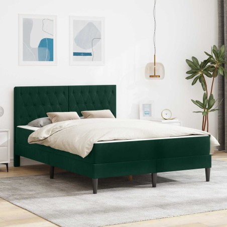 Cadre de lit avec matelas Vert foncé 120 x 200 cm Velours 618465618465