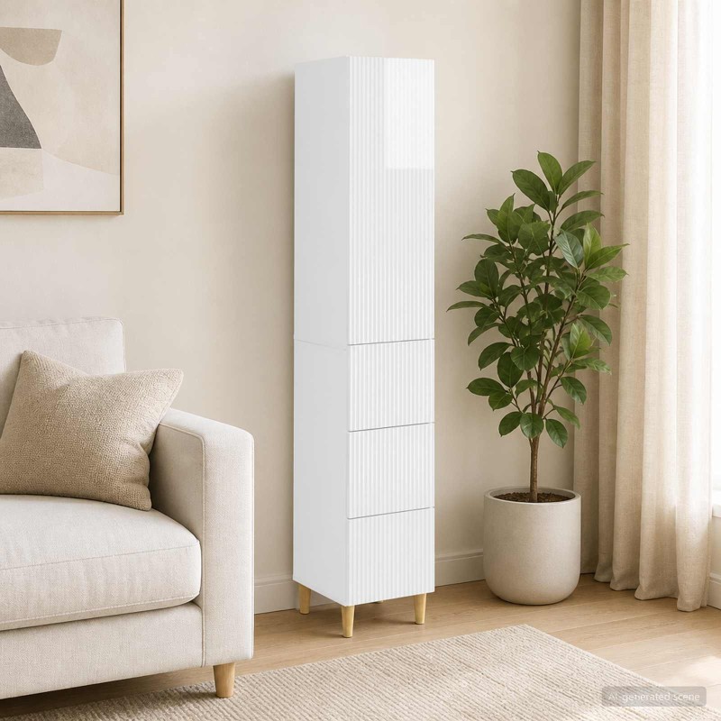 Ensemble de Meubles 2 pcs Blanc brillant 33 x 34,5 x 90 cm 618471618471
