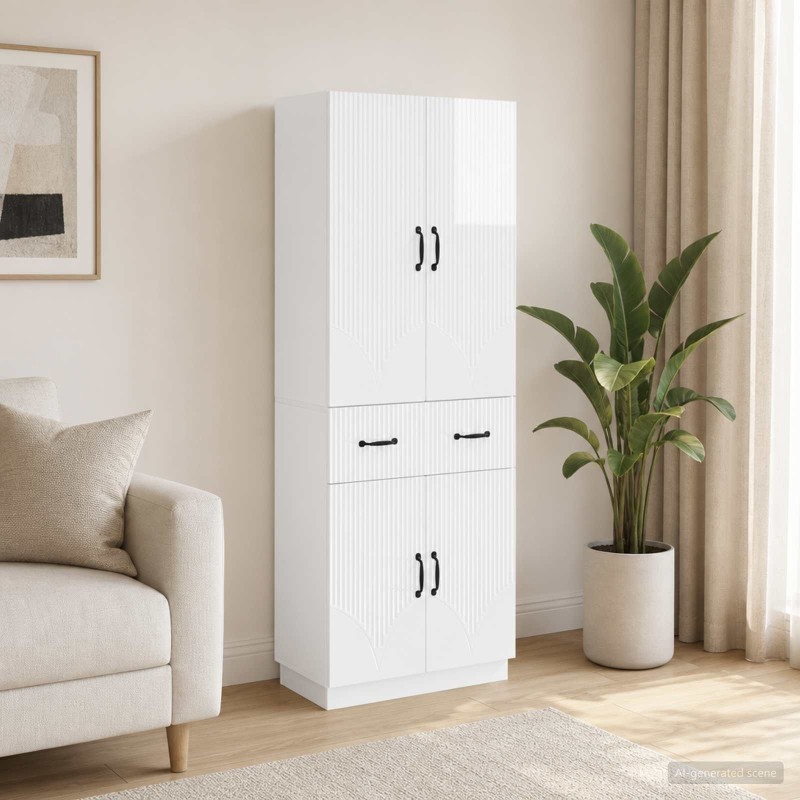 Ensemble de Meubles 2 pcs Blanc brillant Bois d'ingénierie 618477618477
