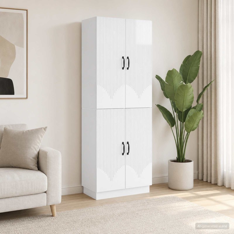 Ensemble de Meubles 2 pcs Blanc brillant Bois d'ingénierie 618482618482