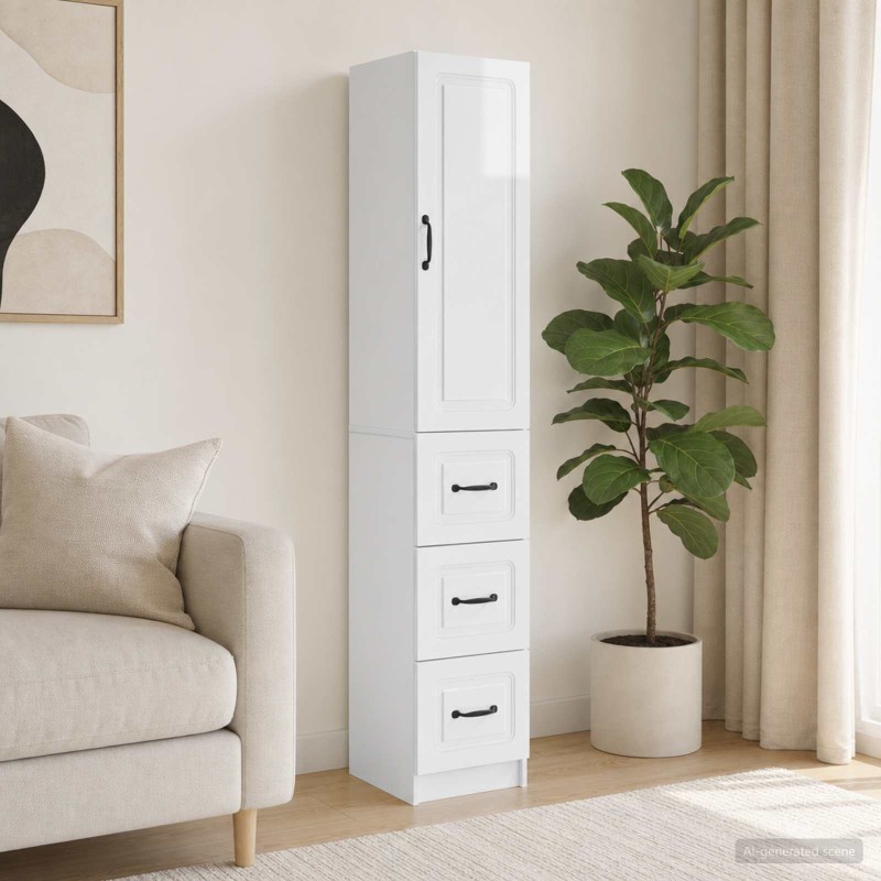 Ensemble de Meubles 2 pcs Blanc brillant 33 x 34,5 x 87 cm 618483618483