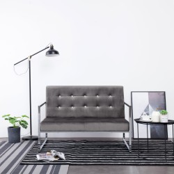 Canapé à 2 places avec accoudoirs gris foncé chrome et velours 618494618494