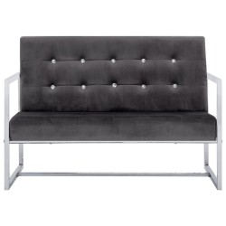 Canapé à 2 places avec accoudoirs gris foncé chrome et velours 618494618494