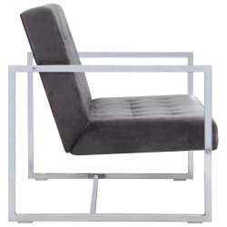 Canapé à 2 places avec accoudoirs gris foncé chrome et velours 618494618494