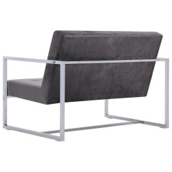 Canapé à 2 places avec accoudoirs gris foncé chrome et velours 618494618494
