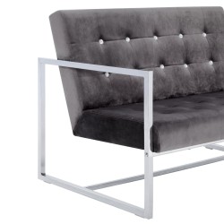 Canapé à 2 places avec accoudoirs gris foncé chrome et velours 618494618494