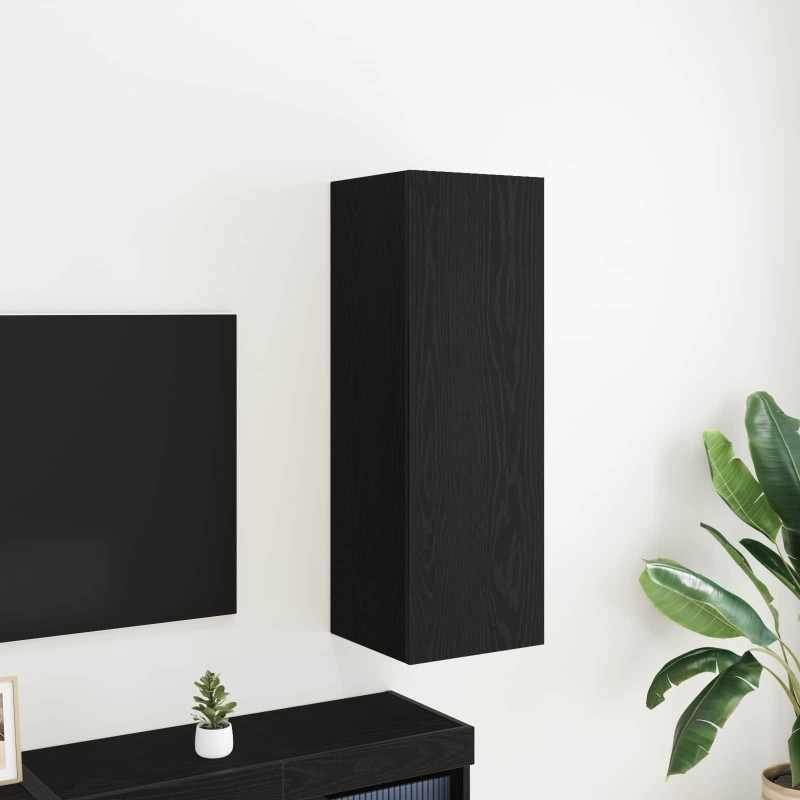 Meuble TV mural Chêne noir 30,5 x 30 x 90 cm Bois d'ingénierie 618500618500