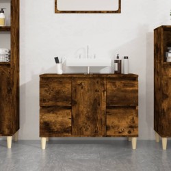 Meuble d'évier chêne fumé 80x33x60 cm bois d'ingénierie 618505618505