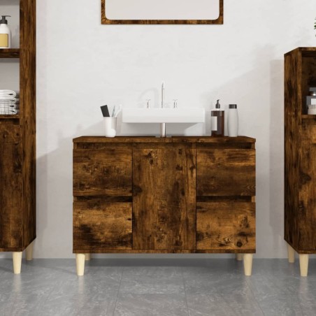 Meuble d'évier chêne fumé 80x33x60 cm bois d'ingénierie 618505618505