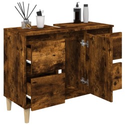 Meuble d'évier chêne fumé 80x33x60 cm bois d'ingénierie 618505618505