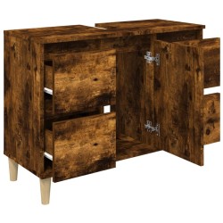 Meuble d'évier chêne fumé 80x33x60 cm bois d'ingénierie 618505618505