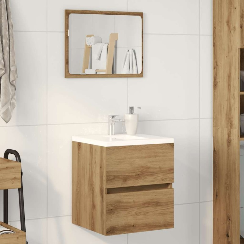 Meuble sous-vasque de salle de bain en chêne massif 41 x 38,5 x 45 cm bois d'ingénierie 618509618509