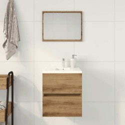 Meuble sous-vasque de salle de bain en chêne massif 41 x 38,5 x 45 cm bois d'ingénierie 618509618509