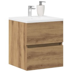 Meuble sous-vasque de salle de bain en chêne massif 41 x 38,5 x 45 cm bois d'ingénierie 618509618509