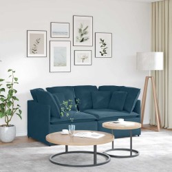 Canapé modulable avec coussins velours bleu 618511618511