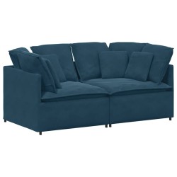 Canapé modulable avec coussins velours bleu 618511618511