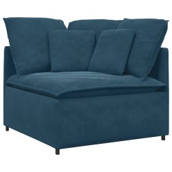 Canapé modulable avec coussins velours bleu 618511618511