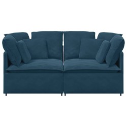 Canapé modulable avec coussins velours bleu 618511618511