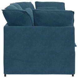 Canapé modulable avec coussins velours bleu 618511618511