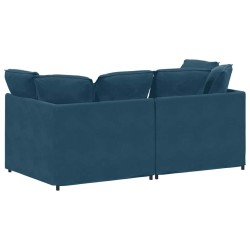 Canapé modulable avec coussins velours bleu 618511618511