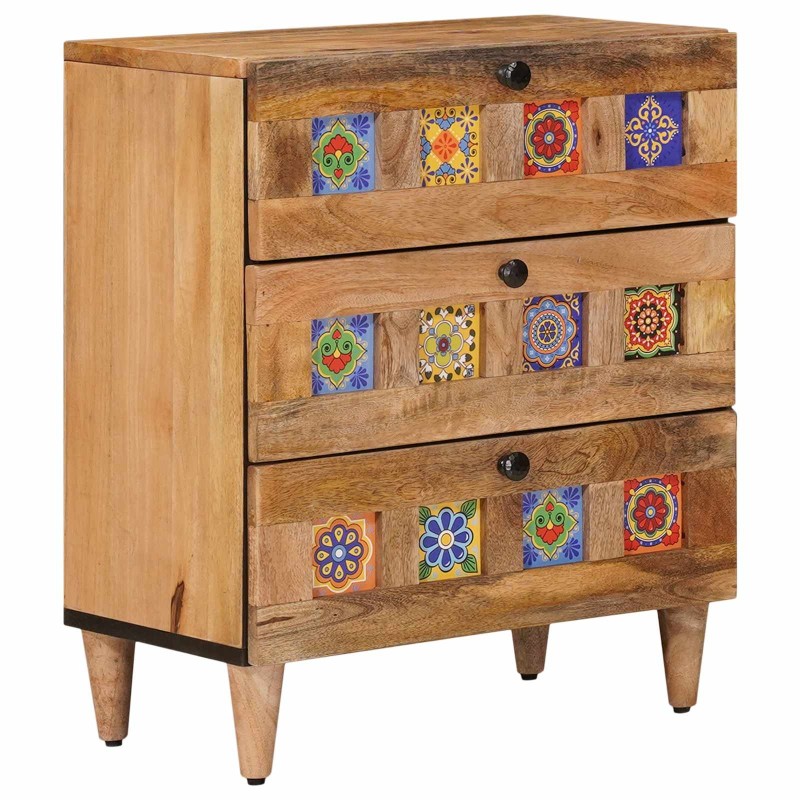 Cabinet de chevet Naturel 50 x 33 x 62 cm Bois de mangue massif 618516618516