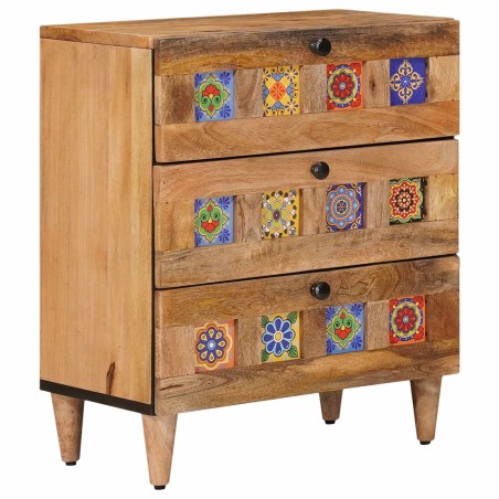 Cabinet de chevet Naturel 50 x 33 x 62 cm Bois de mangue massif 618516618516