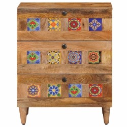 Cabinet de chevet Naturel 50 x 33 x 62 cm Bois de mangue massif 618516618516