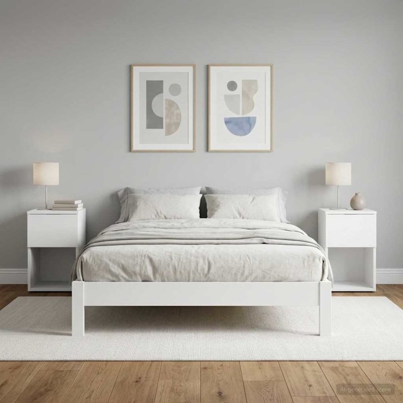 Armoire de lit 2 pcs Blanc 29 x 31,5 x 49 cm Bois d'ingénierie 618535618535