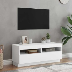 Meuble TV avec lumières LED Blanc 100x35x40 cm 618539618539