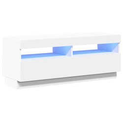 Meuble TV avec lumières LED Blanc 100x35x40 cm 618539618539