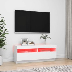 Meuble TV avec lumières LED Blanc 100x35x40 cm 618539618539