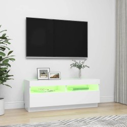 Meuble TV avec lumières LED Blanc 100x35x40 cm 618539618539