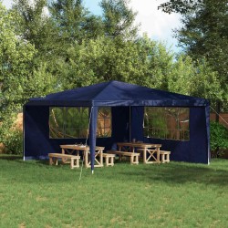 Mur de tente de fête 2 pcs 400 x 195 cm Bleu PE et acier 618547618547